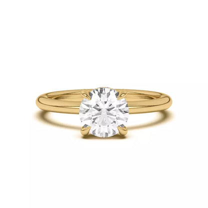 14k Gold Lab Diamond Hidden Halo Solitaire Ring