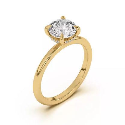 14k Gold Lab Diamond Hidden Halo Solitaire Ring