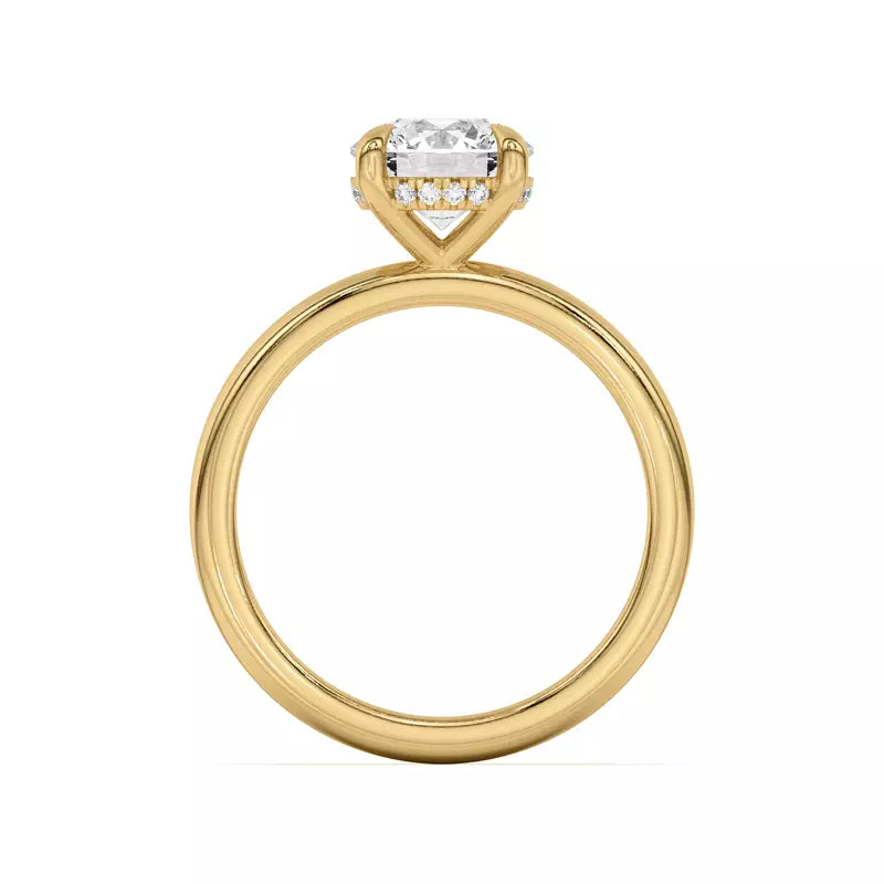 14k Gold Lab Diamond Hidden Halo Solitaire Ring