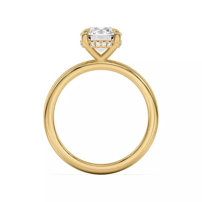 14k Gold Lab Diamond Hidden Halo Solitaire Ring