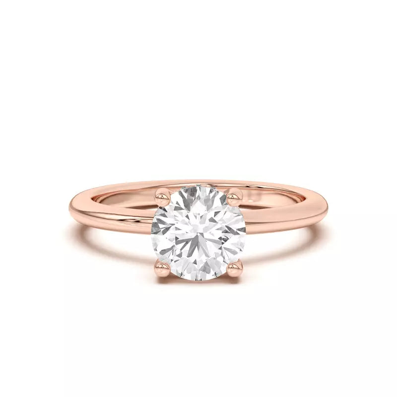 14k Gold Lab Diamond Hidden Halo Solitaire Ring
