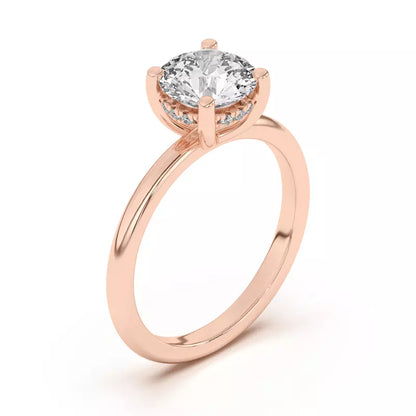 14k Gold Lab Diamond Hidden Halo Solitaire Ring