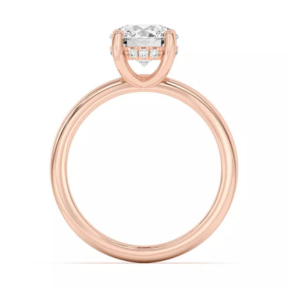 14k Gold Lab Diamond Hidden Halo Solitaire Ring