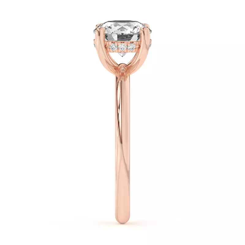 14k Gold Lab Diamond Hidden Halo Solitaire Ring