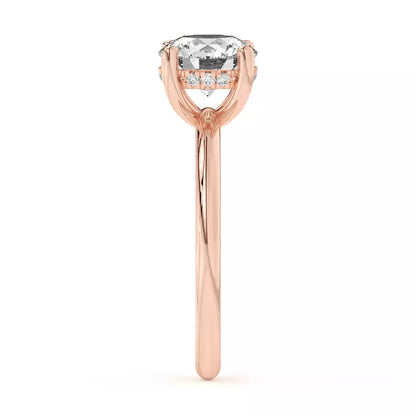 14k Gold Lab Diamond Hidden Halo Solitaire Ring