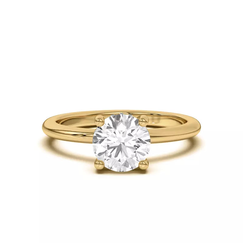 14k Gold Lab Diamond Hidden Halo Solitaire Ring