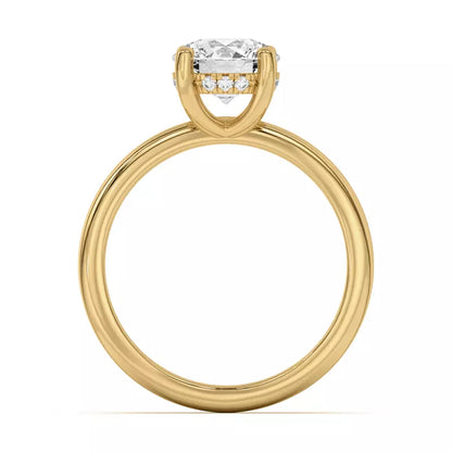 14k Gold Lab Diamond Hidden Halo Solitaire Ring