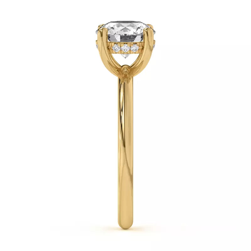 14k Gold Lab Diamond Hidden Halo Solitaire Ring