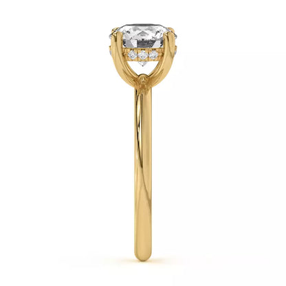 14k Gold Lab Diamond Hidden Halo Solitaire Ring