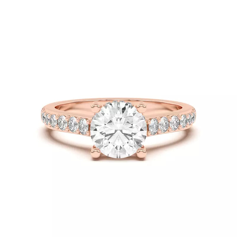 14k Gold Lab Diamond Graduated Pave Engagement Ring