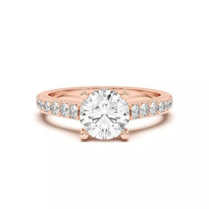 14k Gold Lab Diamond Graduated Pave Engagement Ring