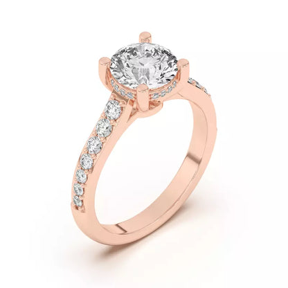 14k Gold Lab Diamond Graduated Pave Engagement Ring