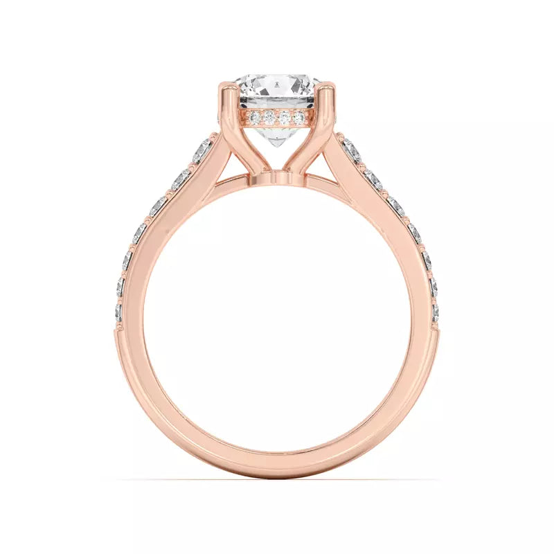 14k Gold Lab Diamond Graduated Pave Engagement Ring