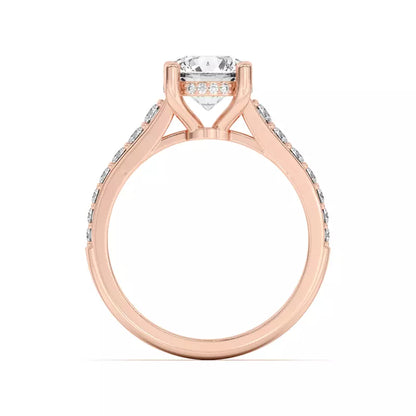 14k Gold Lab Diamond Graduated Pave Engagement Ring