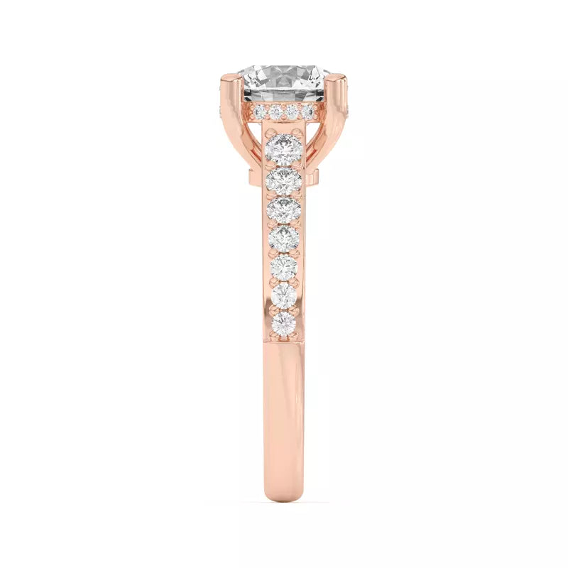 14k Gold Lab Diamond Graduated Pave Engagement Ring