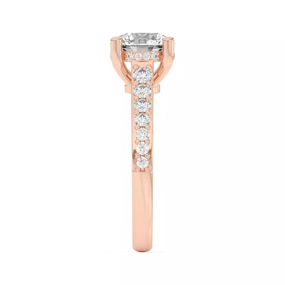 14k Gold Lab Diamond Graduated Pave Engagement Ring