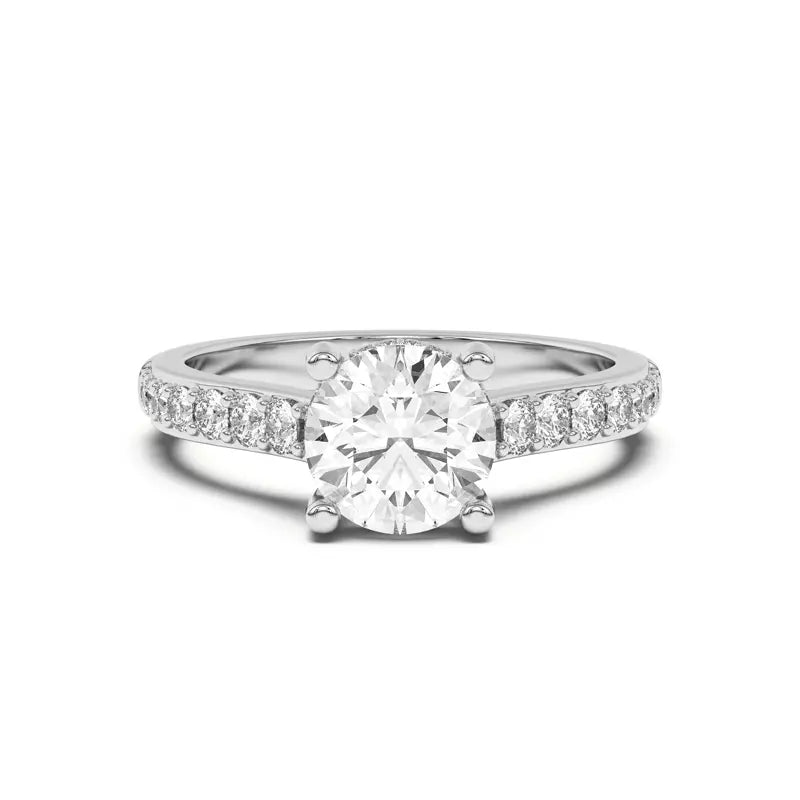 14k Gold Lab Diamond Graduated Pave Engagement Ring