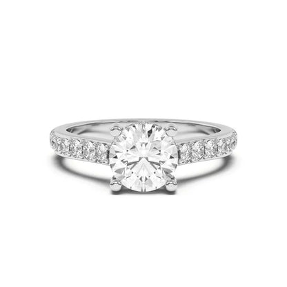 14k Gold Lab Diamond Graduated Pave Engagement Ring