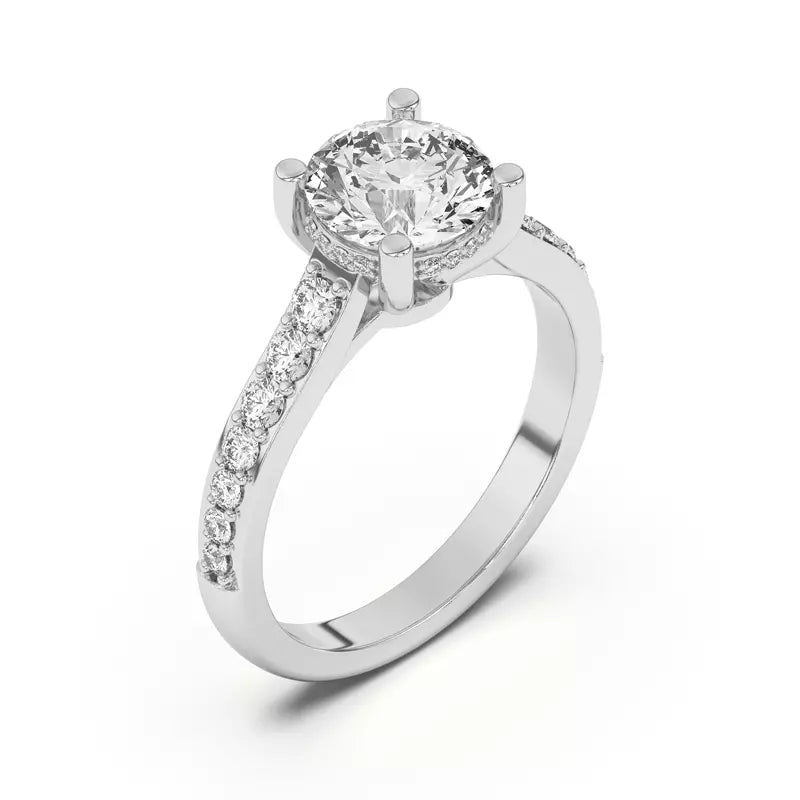 14k Gold Lab Diamond Graduated Pave Engagement Ring