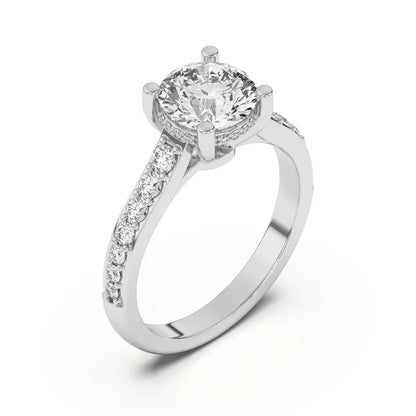 14k Gold Lab Diamond Graduated Pave Engagement Ring