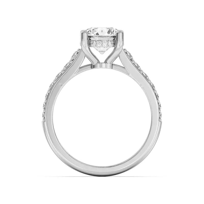 14k Gold Lab Diamond Graduated Pave Engagement Ring