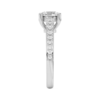14k Gold Lab Diamond Graduated Pave Engagement Ring