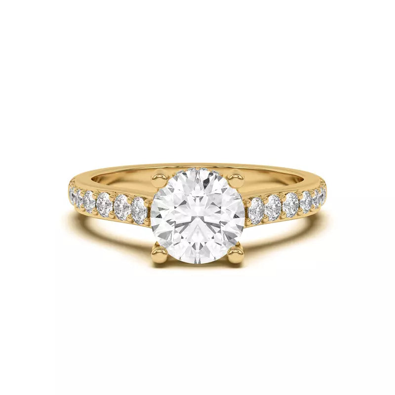 14k Gold Lab Diamond Graduated Pave Engagement Ring