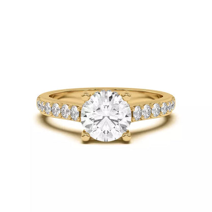 14k Gold Lab Diamond Graduated Pave Engagement Ring