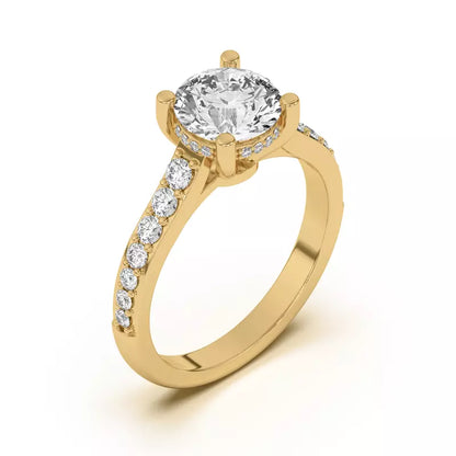 14k Gold Lab Diamond Graduated Pave Engagement Ring
