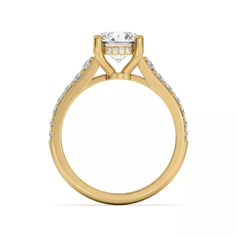 14k Gold Lab Diamond Graduated Pave Engagement Ring