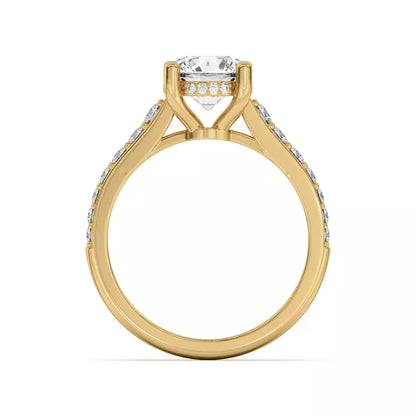 14k Gold Lab Diamond Graduated Pave Engagement Ring