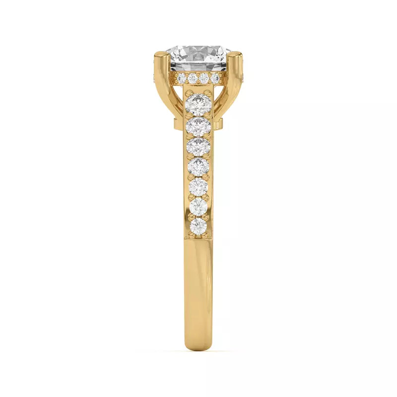 14k Gold Lab Diamond Graduated Pave Engagement Ring