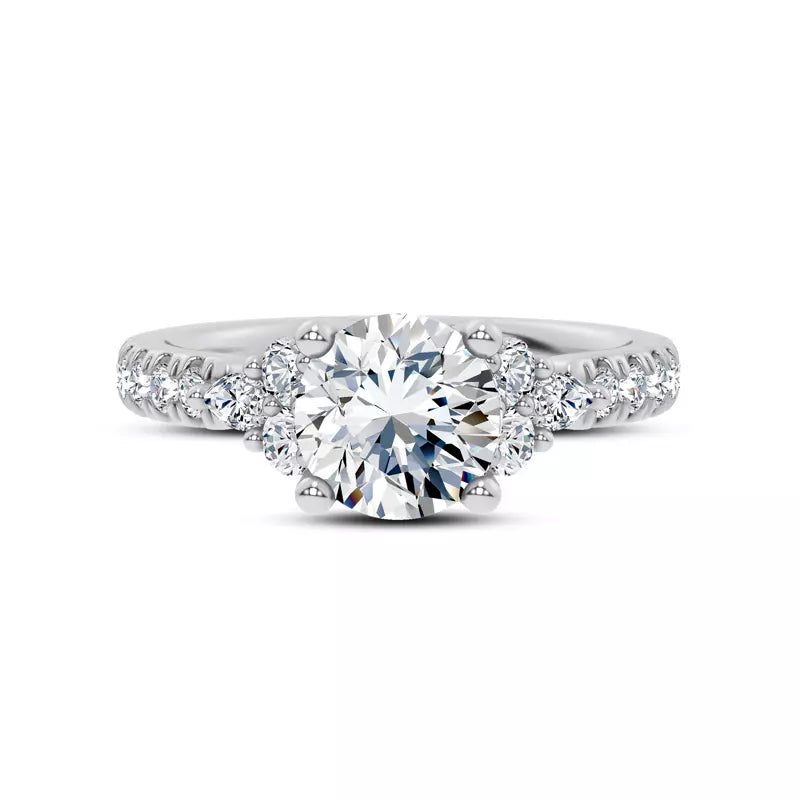 14k Gold Lab Diamond Cluster Pave Engagement Ring