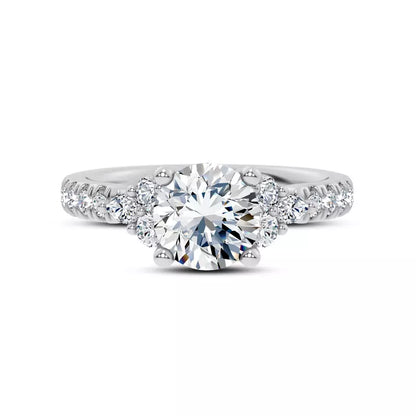 14k Gold Lab Diamond Cluster Pave Engagement Ring