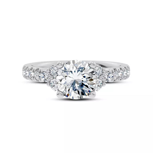 14k Gold Lab Diamond Cluster Pave Engagement Ring