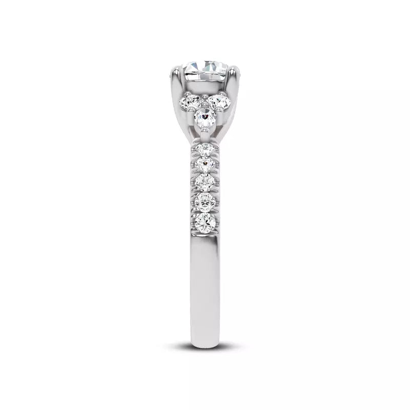 14k Gold Lab Diamond Cluster Pave Engagement Ring