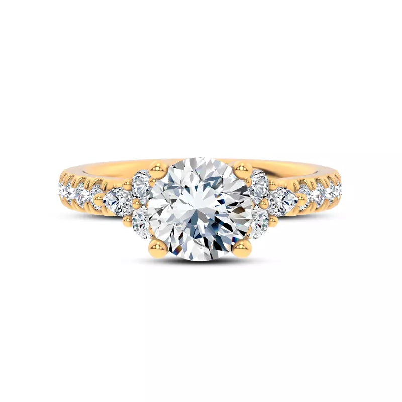 14k Gold Lab Diamond Cluster Pave Engagement Ring