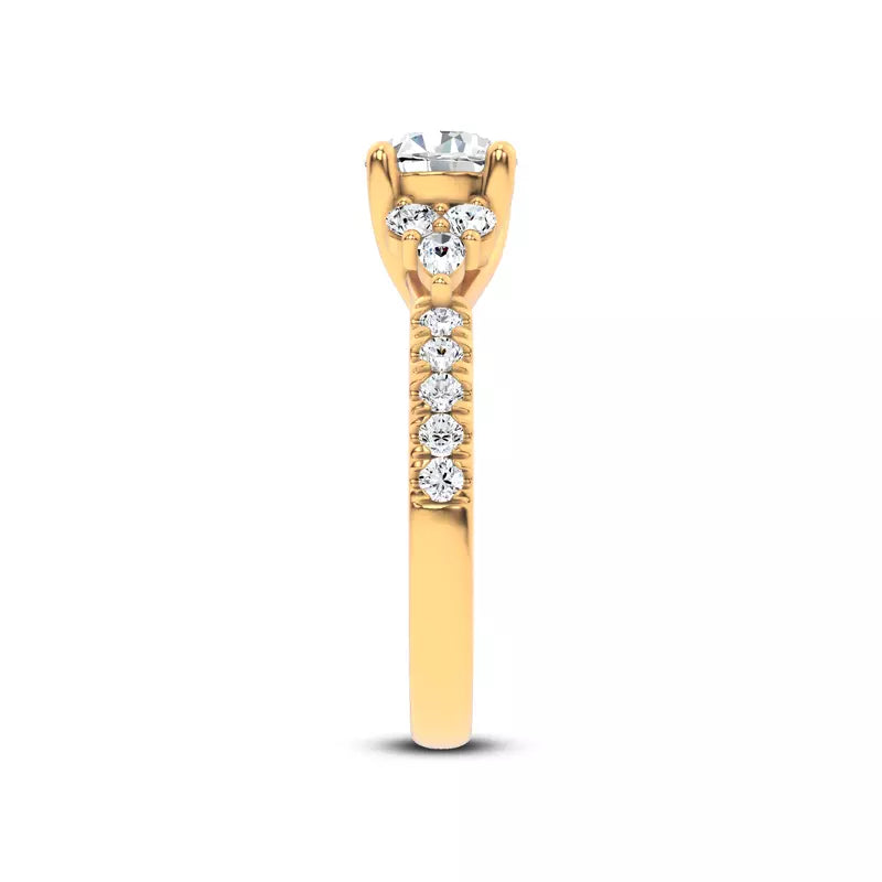 14k Gold Lab Diamond Cluster Pave Engagement Ring