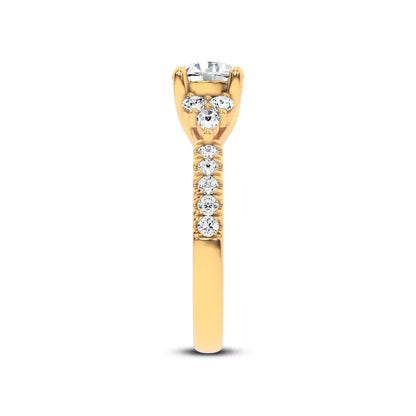 14k Gold Lab Diamond Cluster Pave Engagement Ring