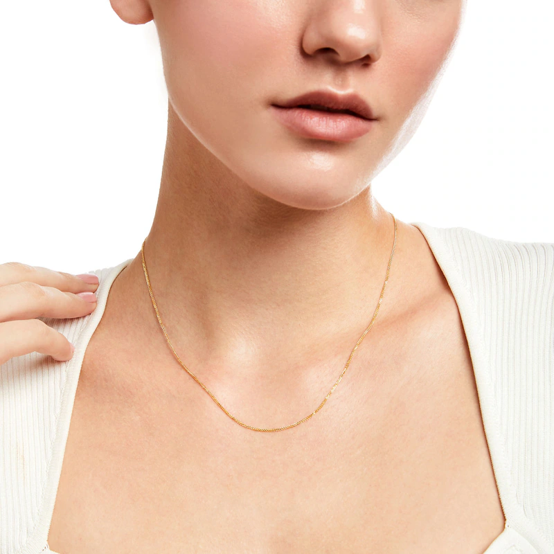 14k Gold 0.85 mm Wheat Chain Necklace