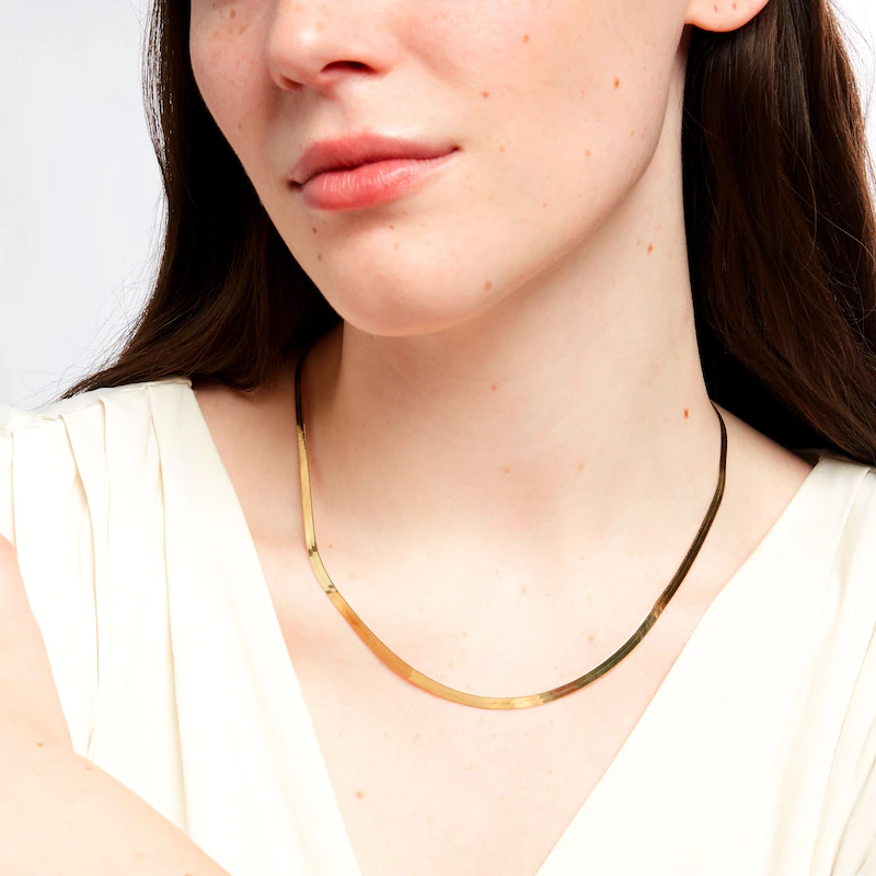 14k Gold 3mm Herringbone Chain Necklace