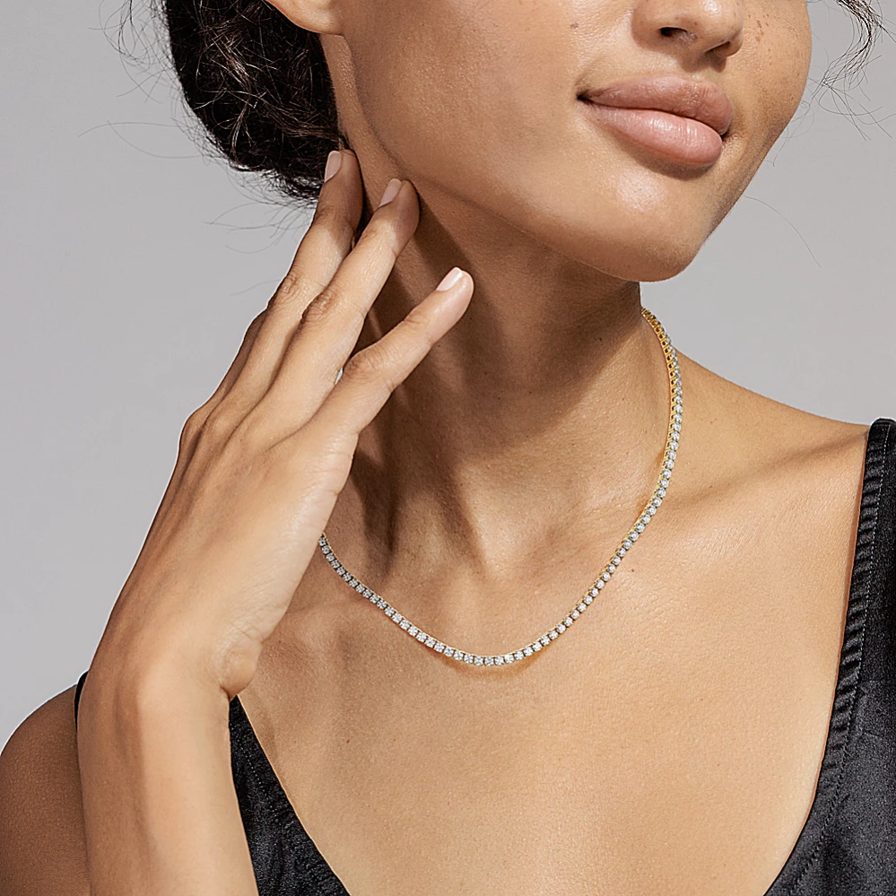 14k Gold 15 ct Lab-grown Diamond Tennis Necklace