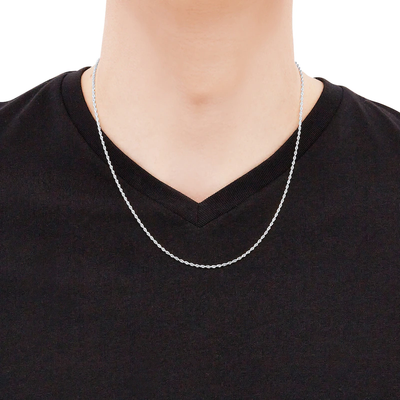 14k Gold 2.4mm Semi-Solid Round Rope Chain Necklace