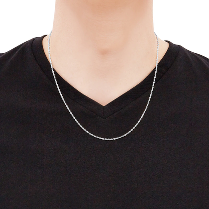 14k Gold 2.4mm Semi-Solid Round Rope Chain Necklace