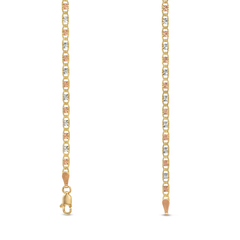 14k Tri Tone 2.5 mm Diamond Cut Valentino Chain Necklace