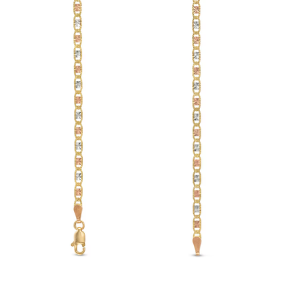 14k Tri Tone 2.5 mm Diamond Cut Valentino Chain Necklace