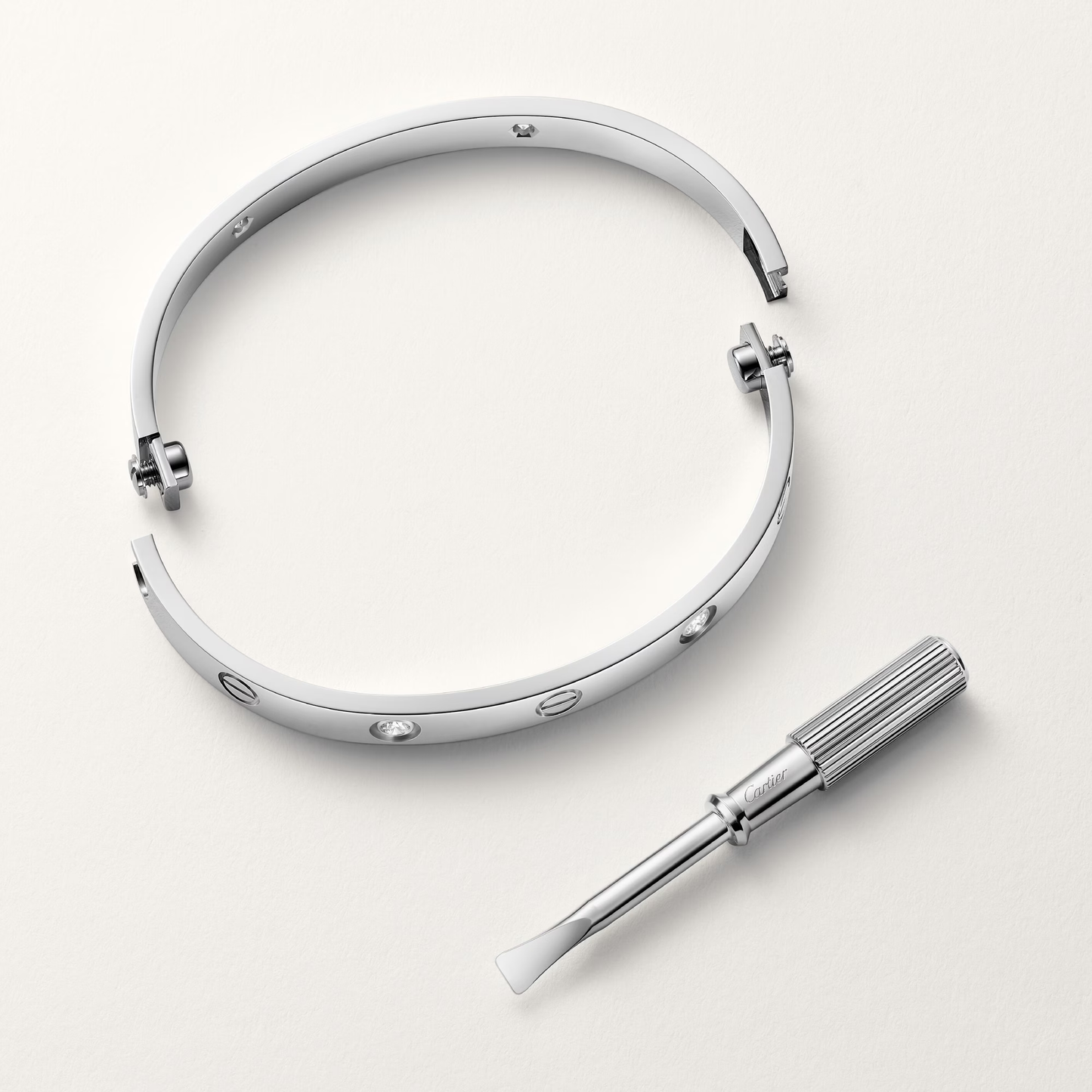 LOVE Bracelet, Classic Model, 4 Diamonds White Gold, Size 17