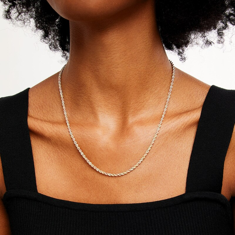 14k Tri Tone 3mm Semi-Solid Rope Chain Necklace