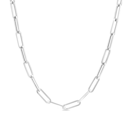 14k Gold 3.8mm Hollow Paper Clip Chain Necklace
