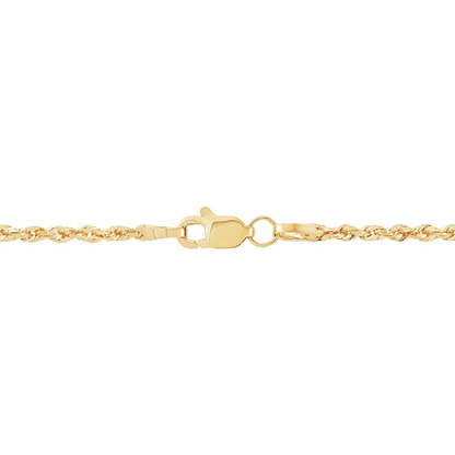 14k Gold 1.8 mm Diamond-Cut Round Hollow Rope Chain Necklace